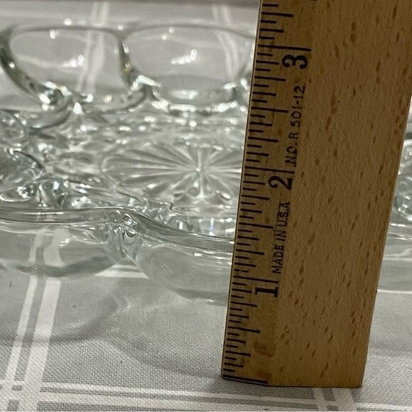 Vtg Anchor Hocking Prescut Clear Glass Holds 12 Deviled Eggs Relish Tray Platter - Picture 6 of 6
